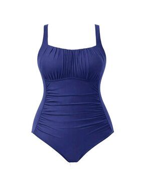 18W Aqua Eve Navy Tummy Control One Piece Ruched Slimming Swimsuit NWT